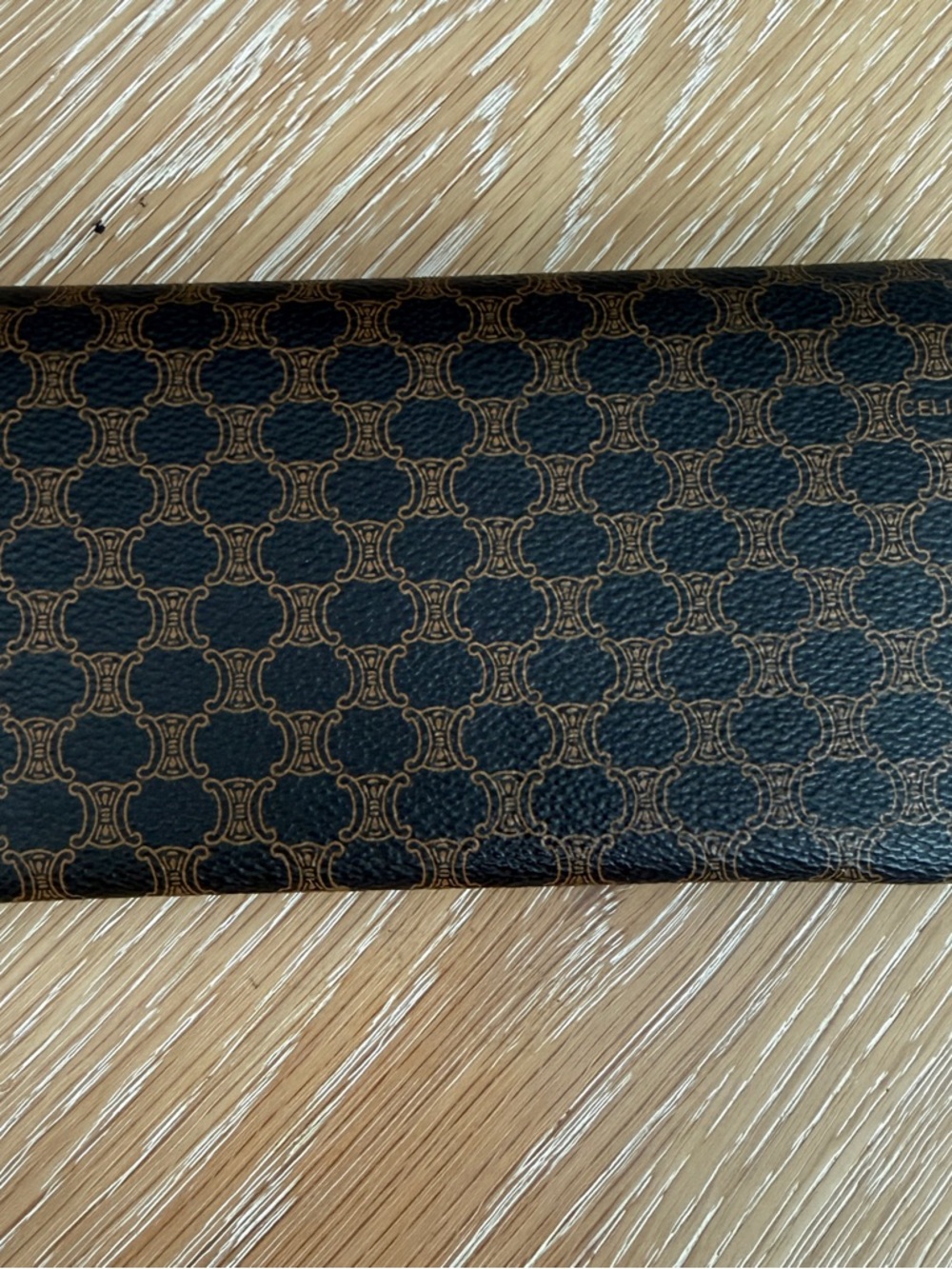 Celine Brown and Black Triomphe Pattern Long Wallet - Picture 2 of 9
